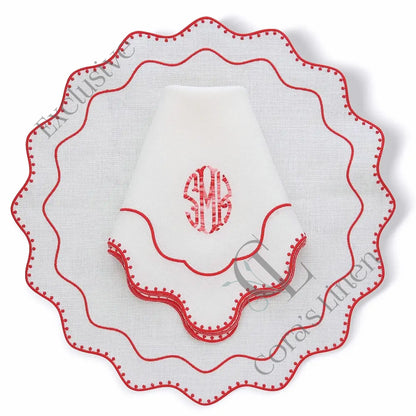 Dakota Dotted Scallops Linen Napkins and Placemats (each)