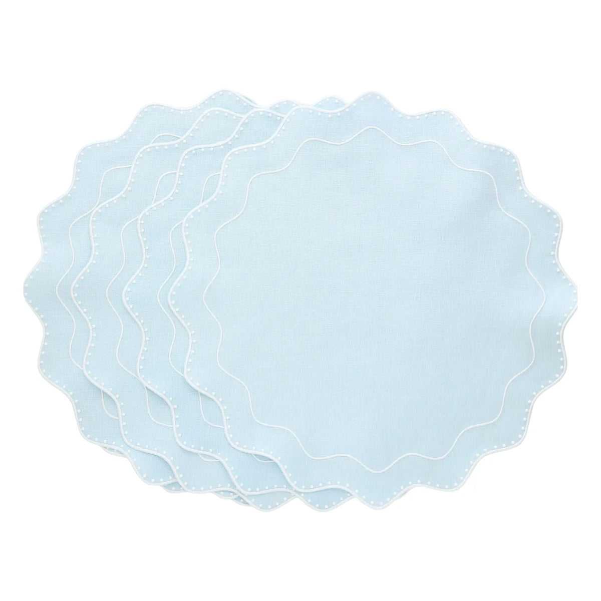 Dakota Dotted Scallops Linen Dinner Napkins and Placemats (each)