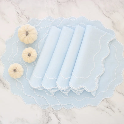 Dakota Dotted Scallops Linen Dinner Napkins and Placemats (each)