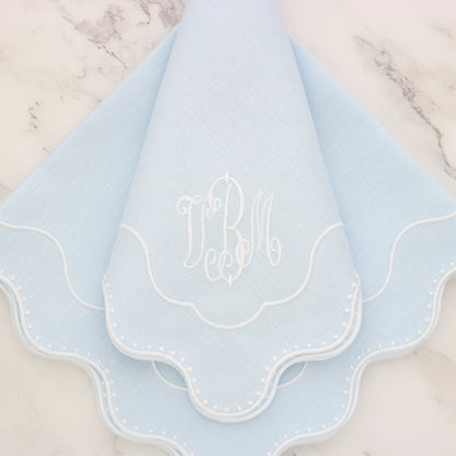 Dakota Dotted Scallops Linen Dinner Napkins and Placemats (each)