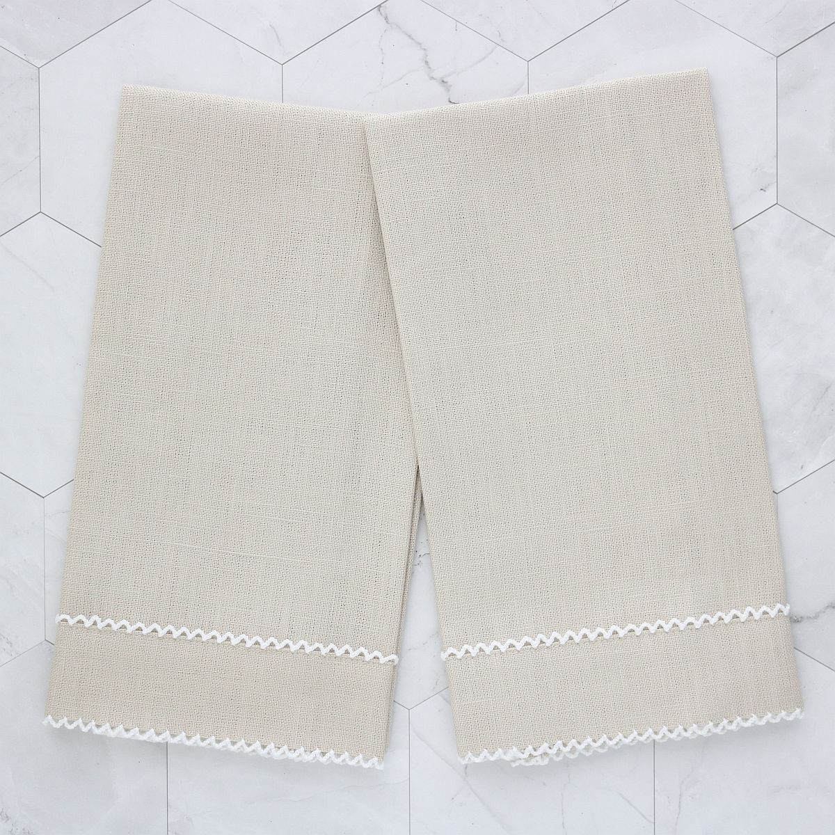 Made to order Double Picot Trimmed Linen Guest Towels (each)