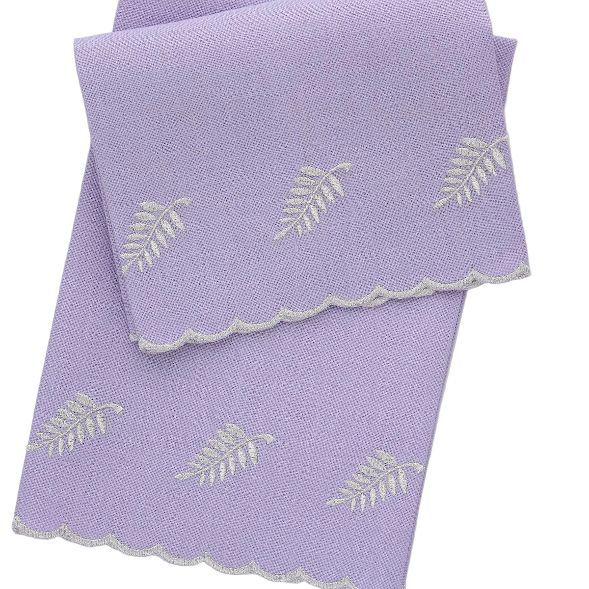 Lavender / Silver Fern Motif Scalloped Linen Guest Towel (each)