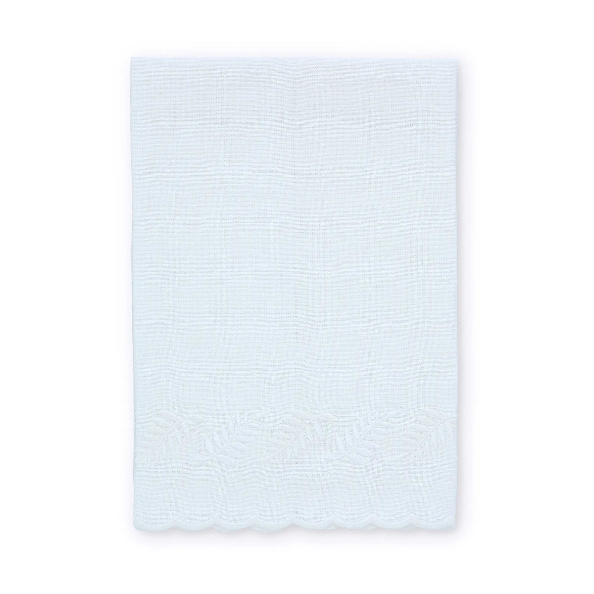 White Fern Scalloped Linen Guest Towel (each)