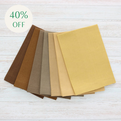 BROWN tones Plain Hem Linen Guest Towels (each)