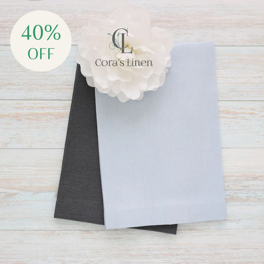 GREY tones Plain Hem Linen Guest Towels (each)
