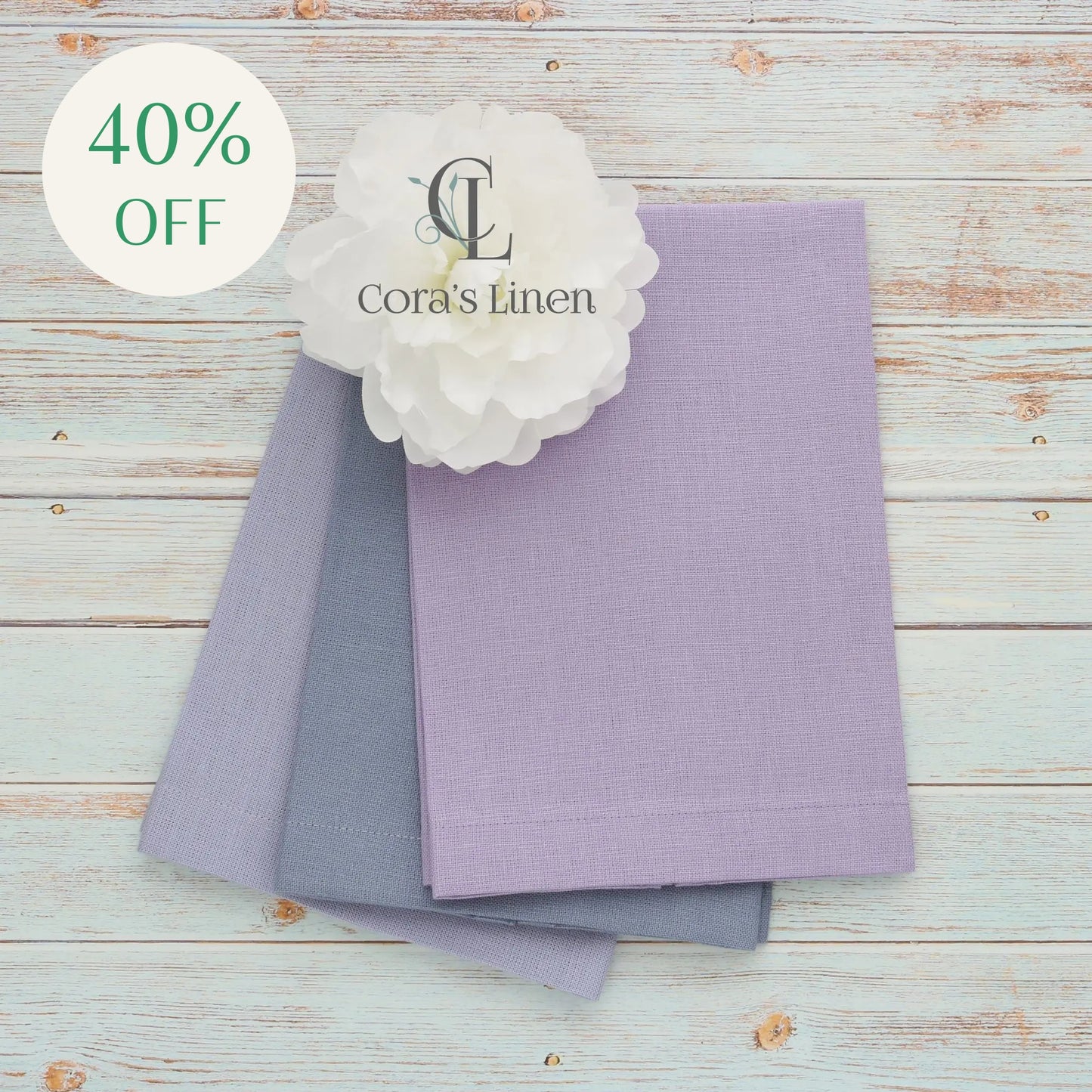 LAVENDER tones Plain Hem Linen Guest Towels (each)