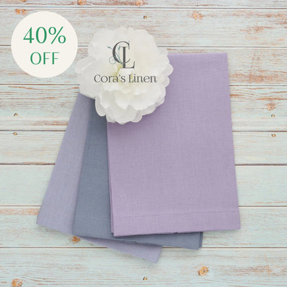 LAVENDER tones Plain Hem Linen Guest Towels (each)