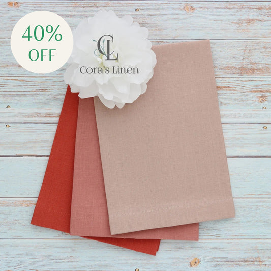 MAUVE tones Plain Hem Linen Guest Towels (each)