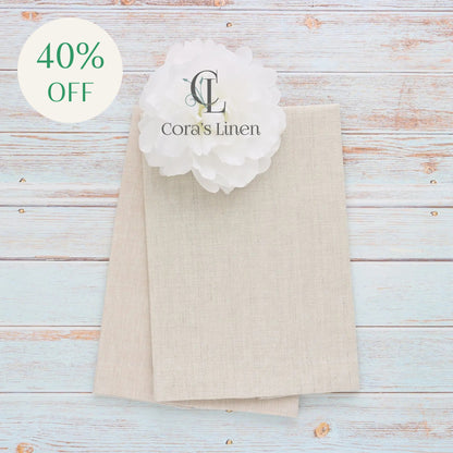 NATURAL tones Plain Hem Linen Guest Towels (each)