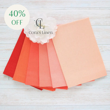 ORANGE tones Plain Hem Linen Guest Towels (each)