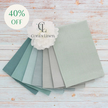 SILVERBLUE tones Plain Hem Linen Guest Towels (each)