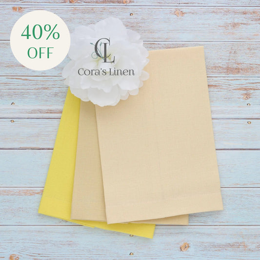 YELLOW tones Plain Hem Linen Guest Towels (each)