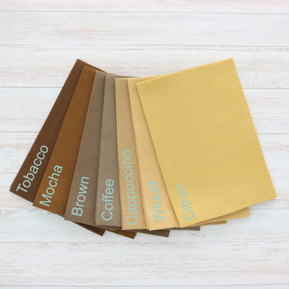 Set of brown shades linen guest towels with color names handmade by MHLinen
