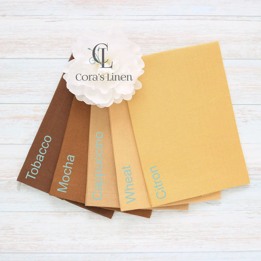 BROWN tones Plain Hem Linen Guest Towels (each)