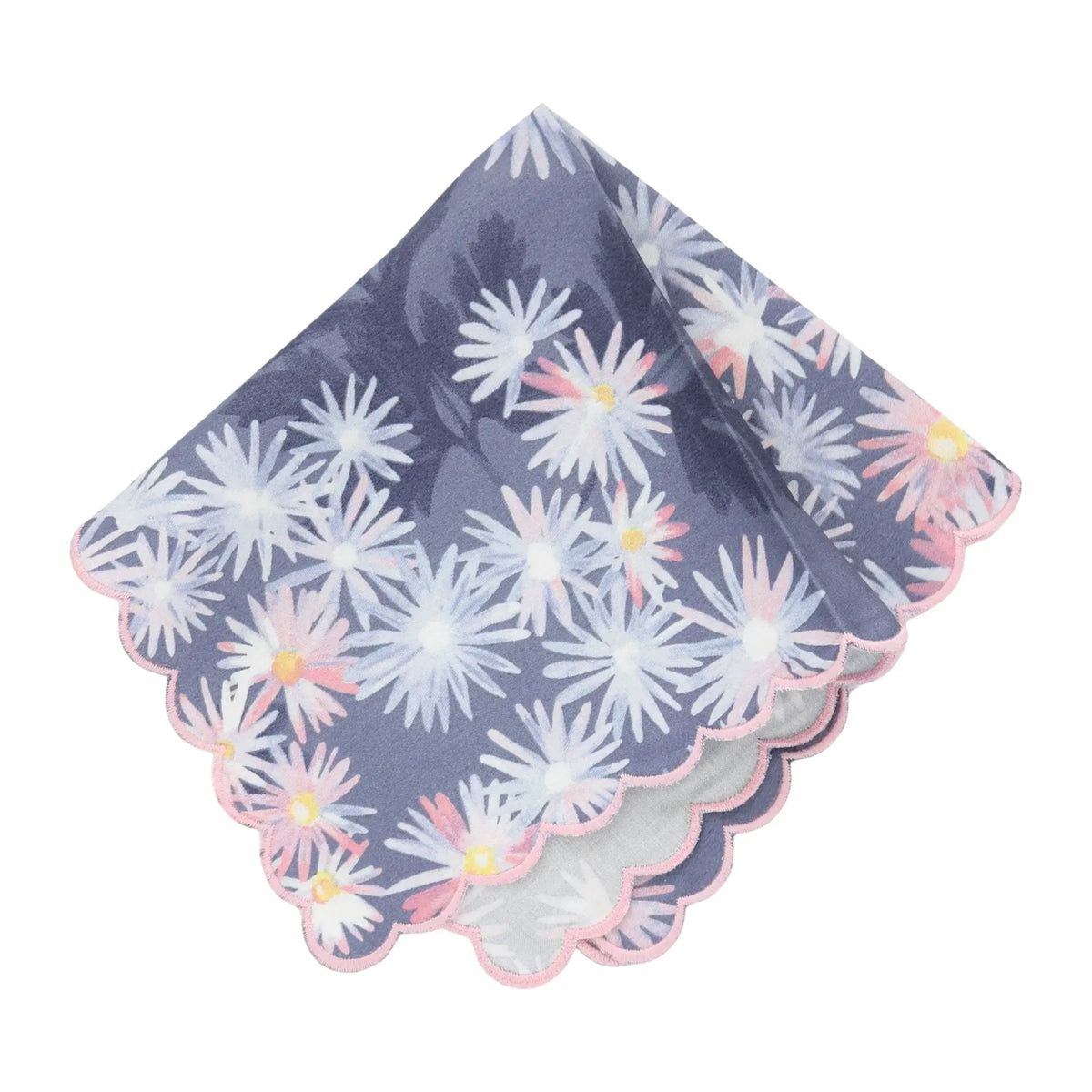 Swiss Sateen Floral Scalloped Handkerchief (each)