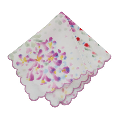 Swiss Sateen Floral Scalloped Handkerchief (each)