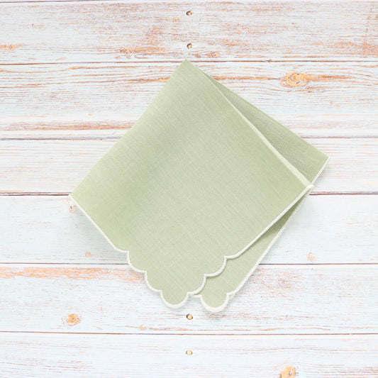 Scalloped Corners Linen Handkerchief (each)