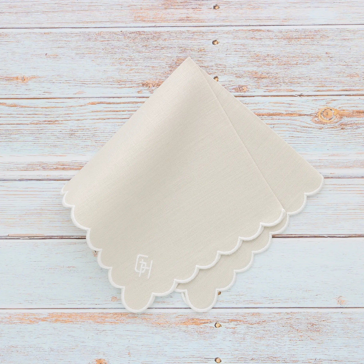 Italian Linen Scalloped Handkerchief (each)