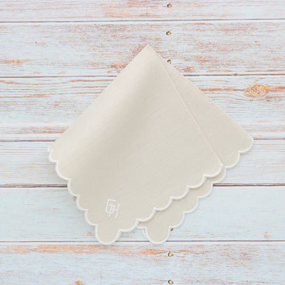 Italian Linen Scalloped Handkerchief (each)