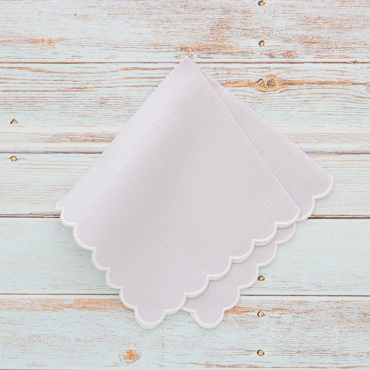 Italian Linen Scalloped Handkerchief (each)
