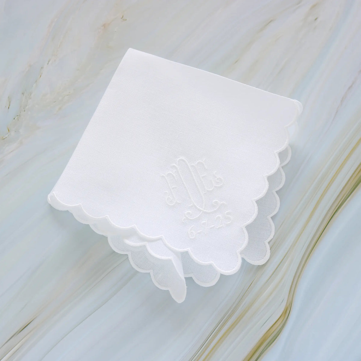 Italian Linen Scalloped Handkerchief (each)