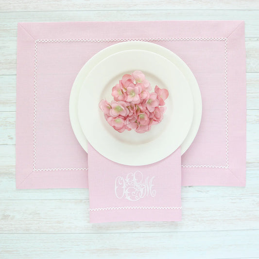 Candy Pink Napkins and Placemats with Inverted White Picot