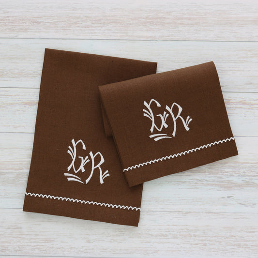 Inverted Picot Trimmed Linen Guest Towel (each)