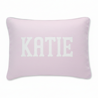 Adair Applique Name Linen Baby Pillow