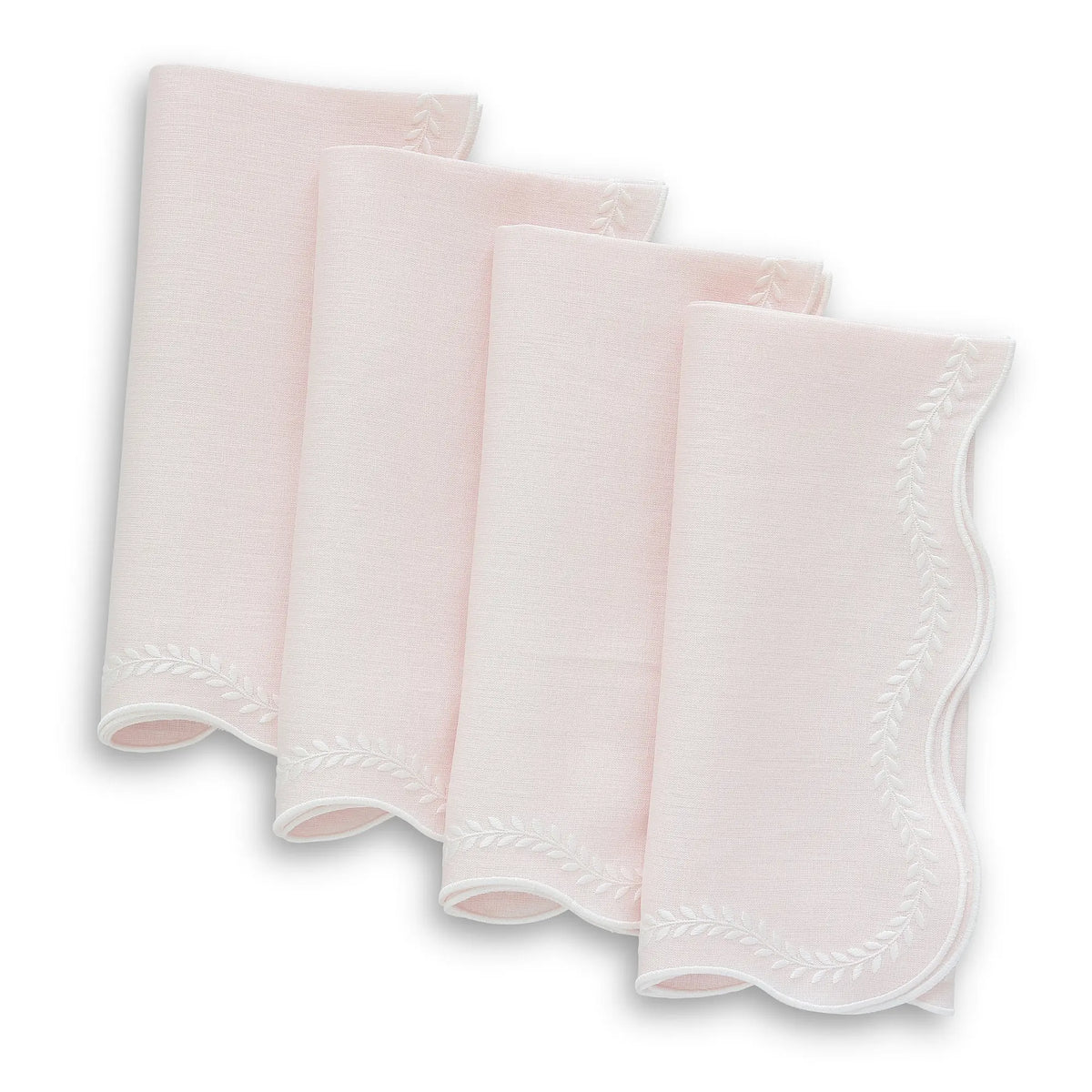 Wavy Laurels Scalloped Italian Linen Dinner Napkins (each)