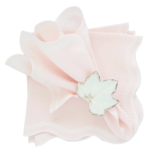 Wavy Laurels Scalloped Italian Linen Dinner Napkins (each)