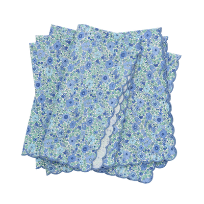 Verona Arley Gardens Blue Liberty London Scalloped Dinner Napkins (each)
