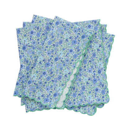 Verona Arley Gardens Blue Liberty London Scalloped Dinner Napkins (each)