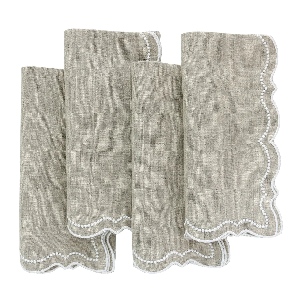 Dark Natural Olivia Dotted Linen Dinner Napkins (each)