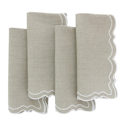 Dark Natural Olivia Dotted Linen Dinner Napkins (each)