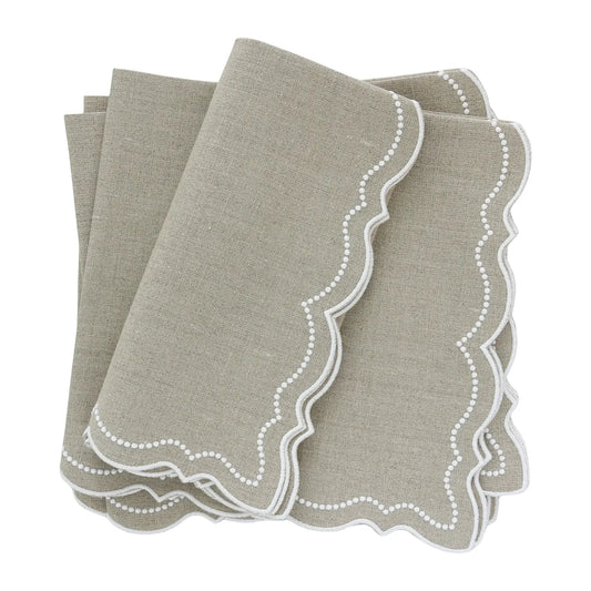 Dark Natural Olivia Dotted Linen Dinner Napkins (each)