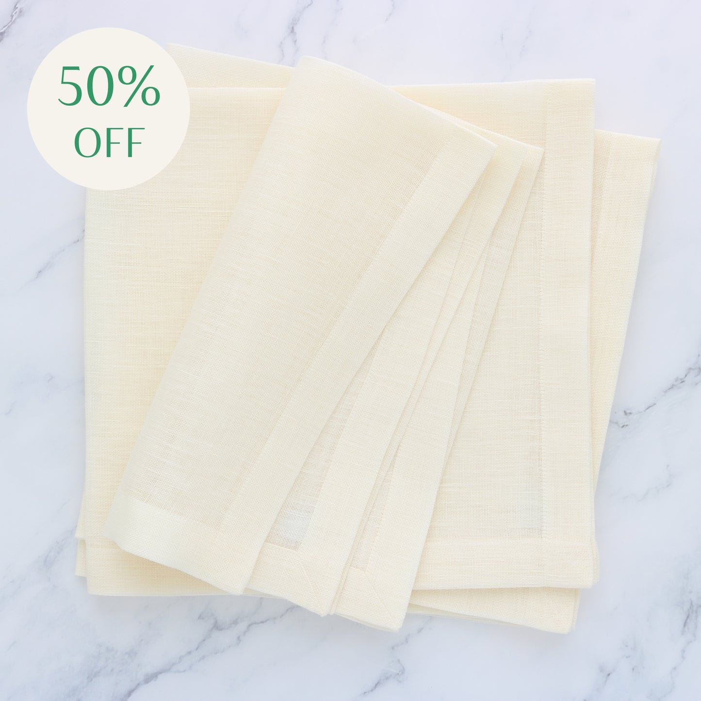 Cream sheer linen dinner napkins (each)