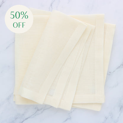 Cream sheer linen dinner napkins (each)