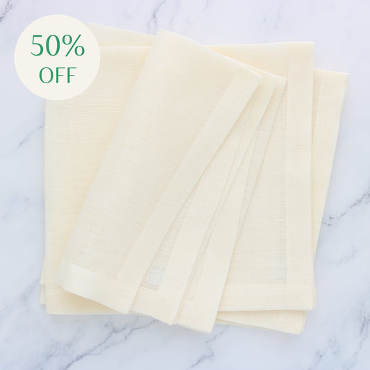 Cream sheer linen dinner napkins (each)
