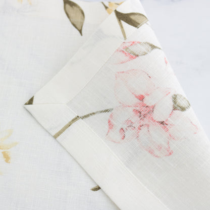 Pink Lily floral print linen placemats (set of 4)