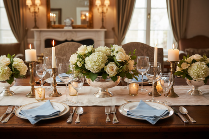 Denim Blue Linen Dinner Napkins with Picot Trim (each)