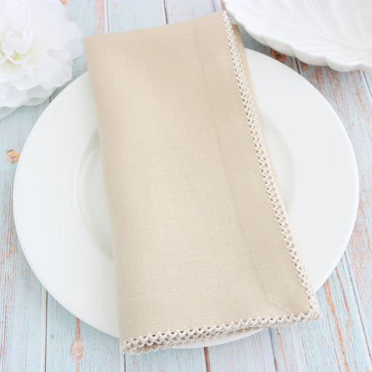 Light Weight Linen Dinner Napkins in Parchment with Natural Picot (each)