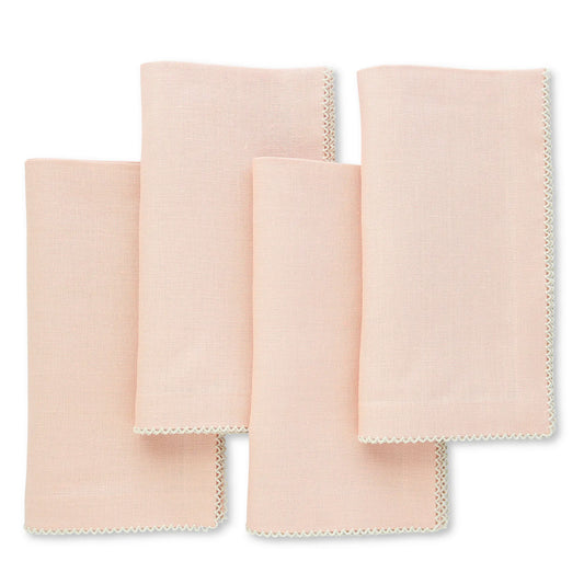 Peach Linen Dinner Napkins with Picot Trim (each)