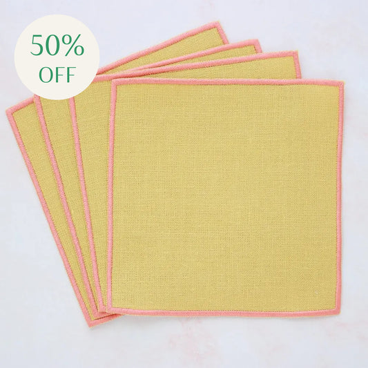 Citron Gold Turin Linen Cocktail Napkins (set of 4)