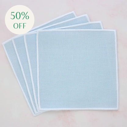Baby Blue Turin Linen Cocktail Napkins (set of 4)
