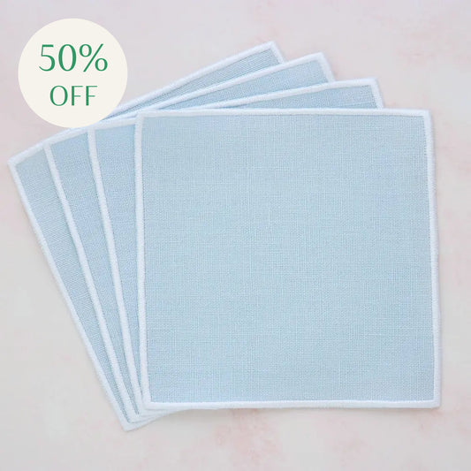 Baby Blue Turin Linen Cocktail Napkins (set of 4)