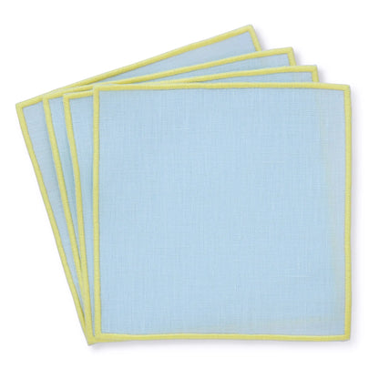 Illusion Blu Turin Linen Cocktail Napkins (set of 4)