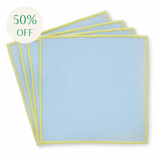 Illusion Blu Turin Linen Cocktail Napkins (set of 4)