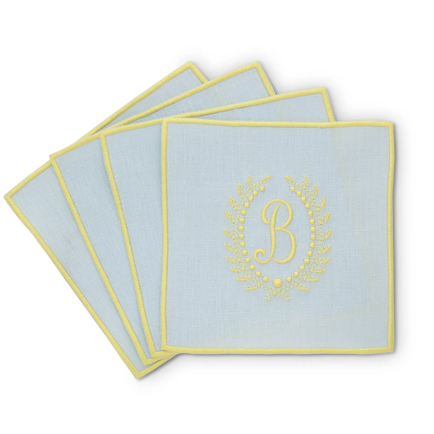 Illusion Blu Turin Linen Cocktail Napkins (set of 4)