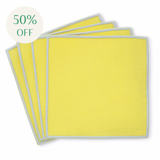 New Yellow Turin Linen Cocktail Napkins (set of 4)