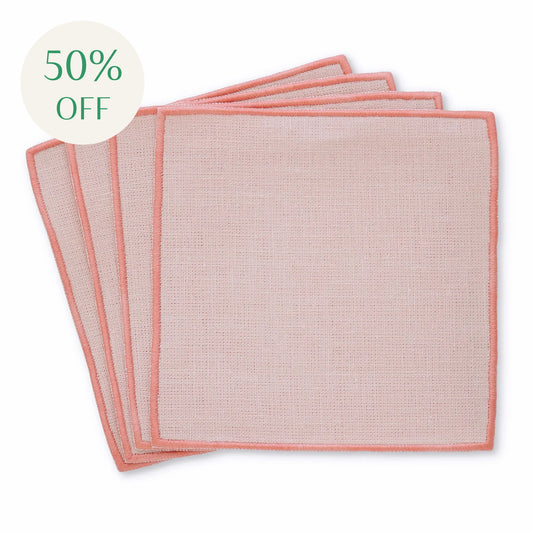 Peach Turin Linen Cocktail Napkins (set of 4)